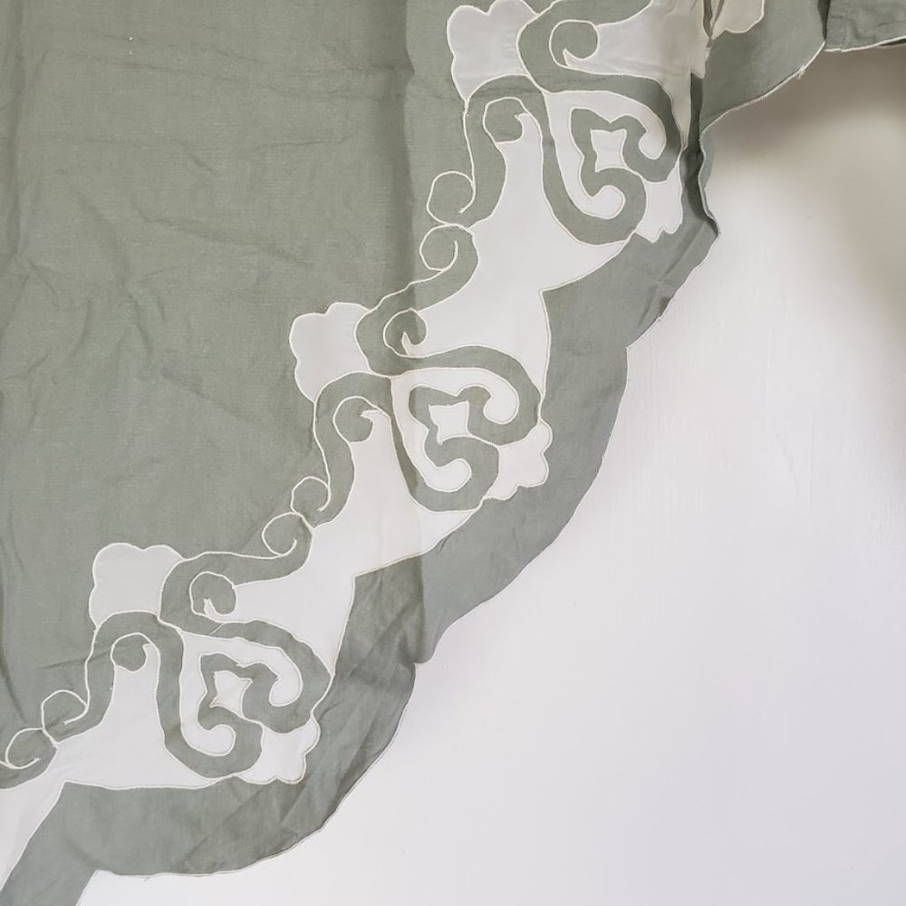 Vintage JC Penney Linen Swag Curtains with Sheer Inset 70 x 38 Sage Green - Picture 6 of 8